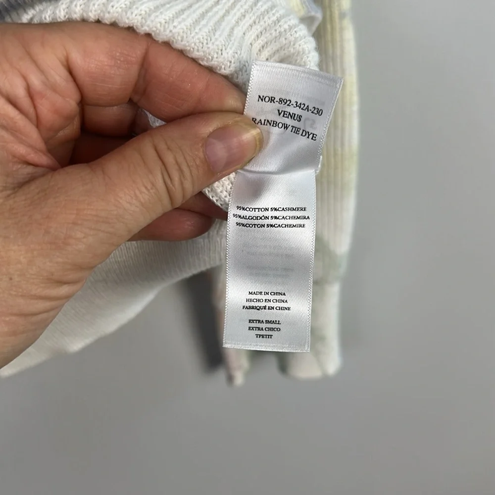 Rails Venus Cashmere Cotton Ribbed Sweater in Rainbow Tie Dye Long Sleeve Top XS - Picture 15 of 16